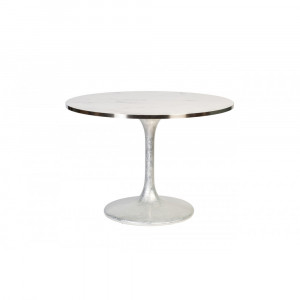 Стол обеденный круглый белый искусственный мрамор Misty White 33FS-21009STOL/OB